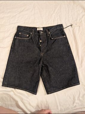 NWT Agolde Dark Blue High-Rise Button-Fly Denim Shorts